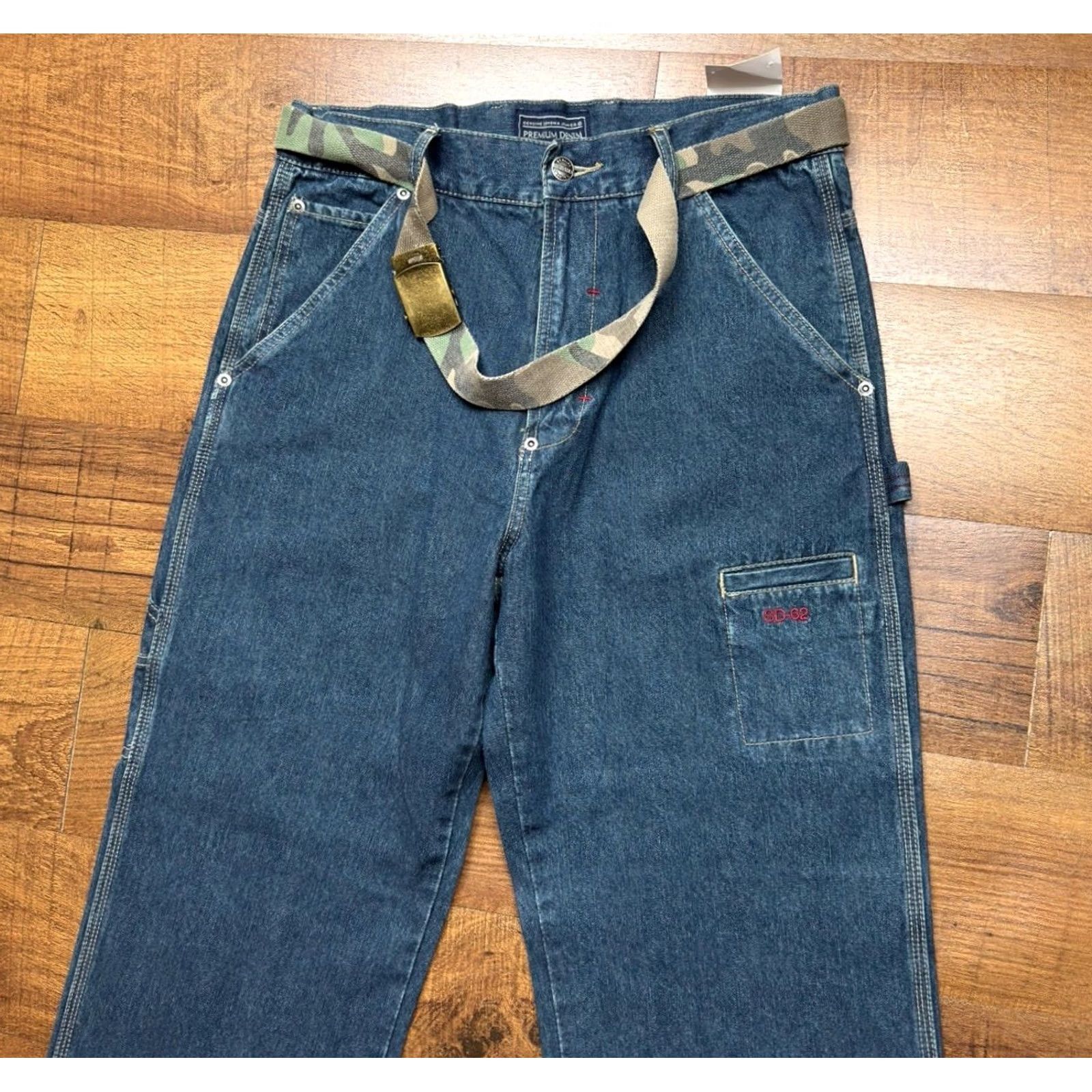 Denime VINTAGE Sonoma Jeans Men’s Denim Straight Baggy Carpenter 32X30 NWT blue Belted 90s 00s Mens Size US 32 / EU 48 - 3 Thumbnail