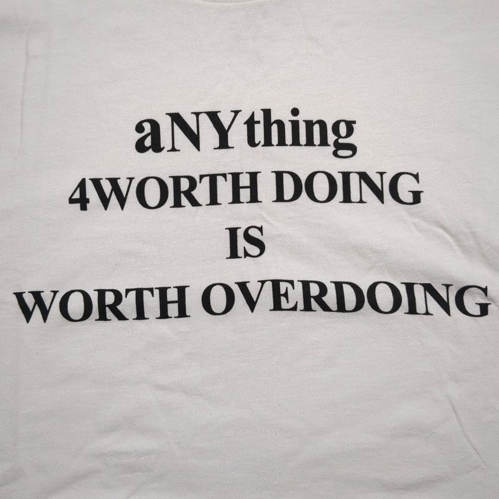 Vintage VINTAGE 4 Worth Doing aNYthing White T-Shirt Men L Graphic Print Crew Neck Short Sleeve Logo Tee Mens Size US L / EU 52-54 / 3 - 3 Thumbnail