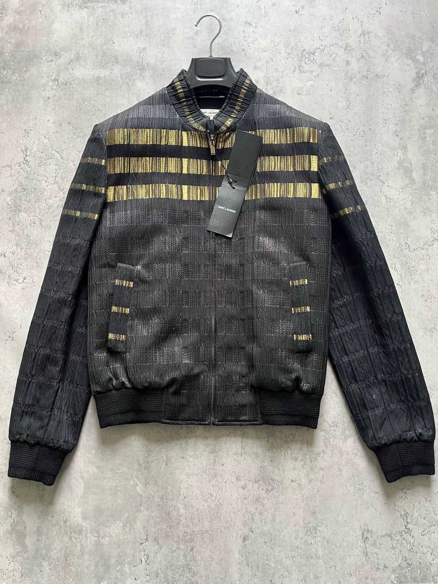 Saint Laurent Paris Saint Laurent Black Gold Baseball Jacket Size US S / EU 44-46 / 1 - 1 Thumbnail