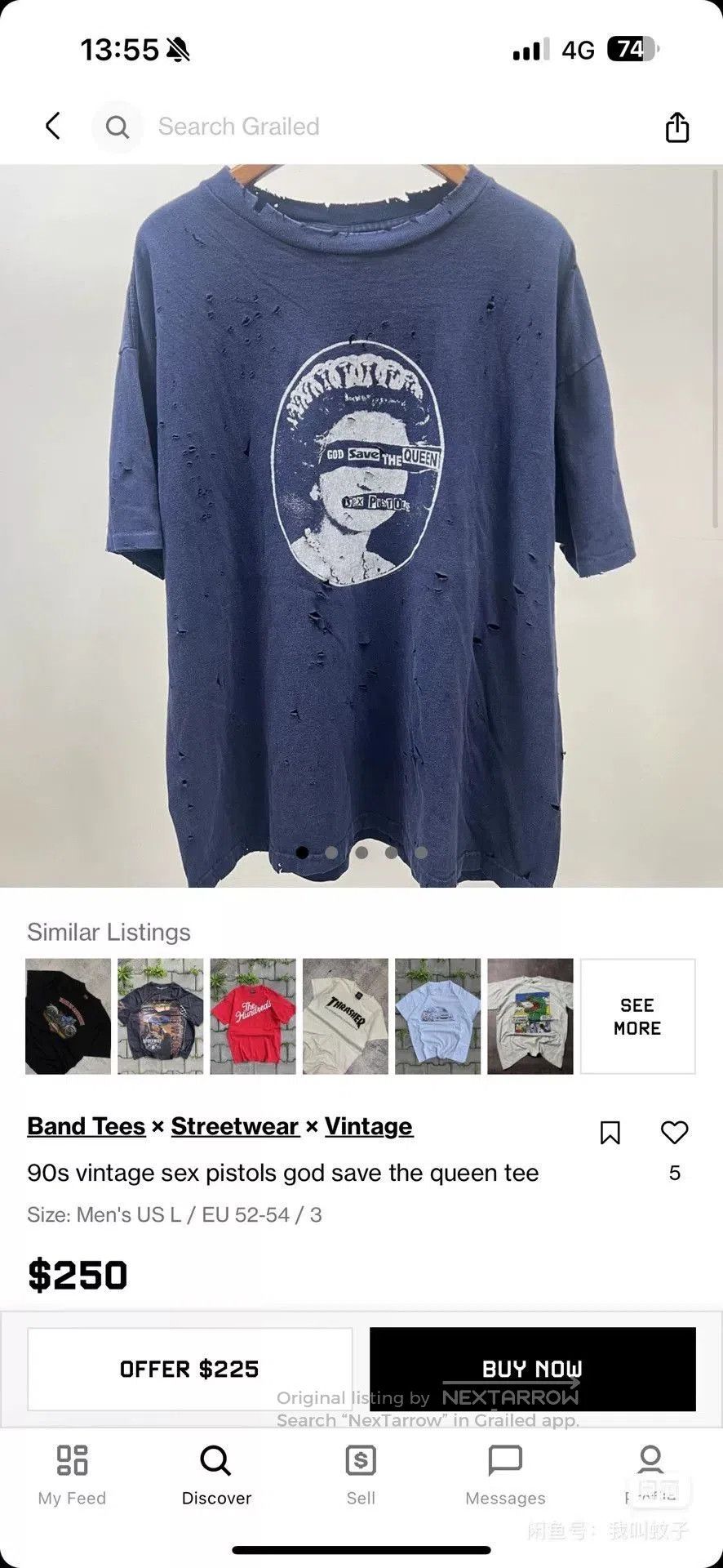Vintage Vintage 90s Sex Pistols God Save Queen Tee. Size US M / EU 48-50 / 2 - 6 Thumbnail
