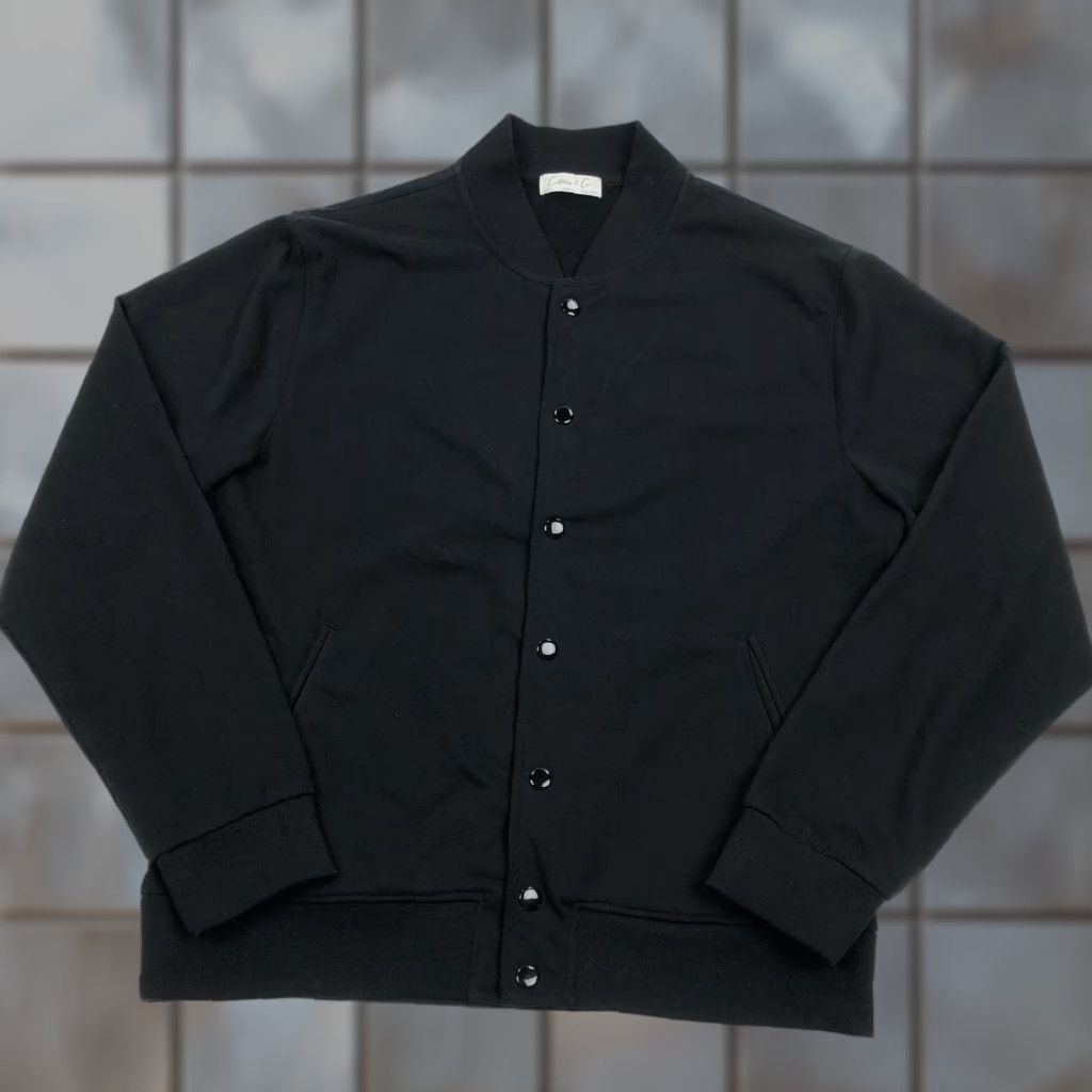 Vintage Cotton & Co. Men's Black Snap Button Bomber Jacket Sweatshirt Style Size L Size US L / EU 52-54 / 3 - 1 Thumbnail