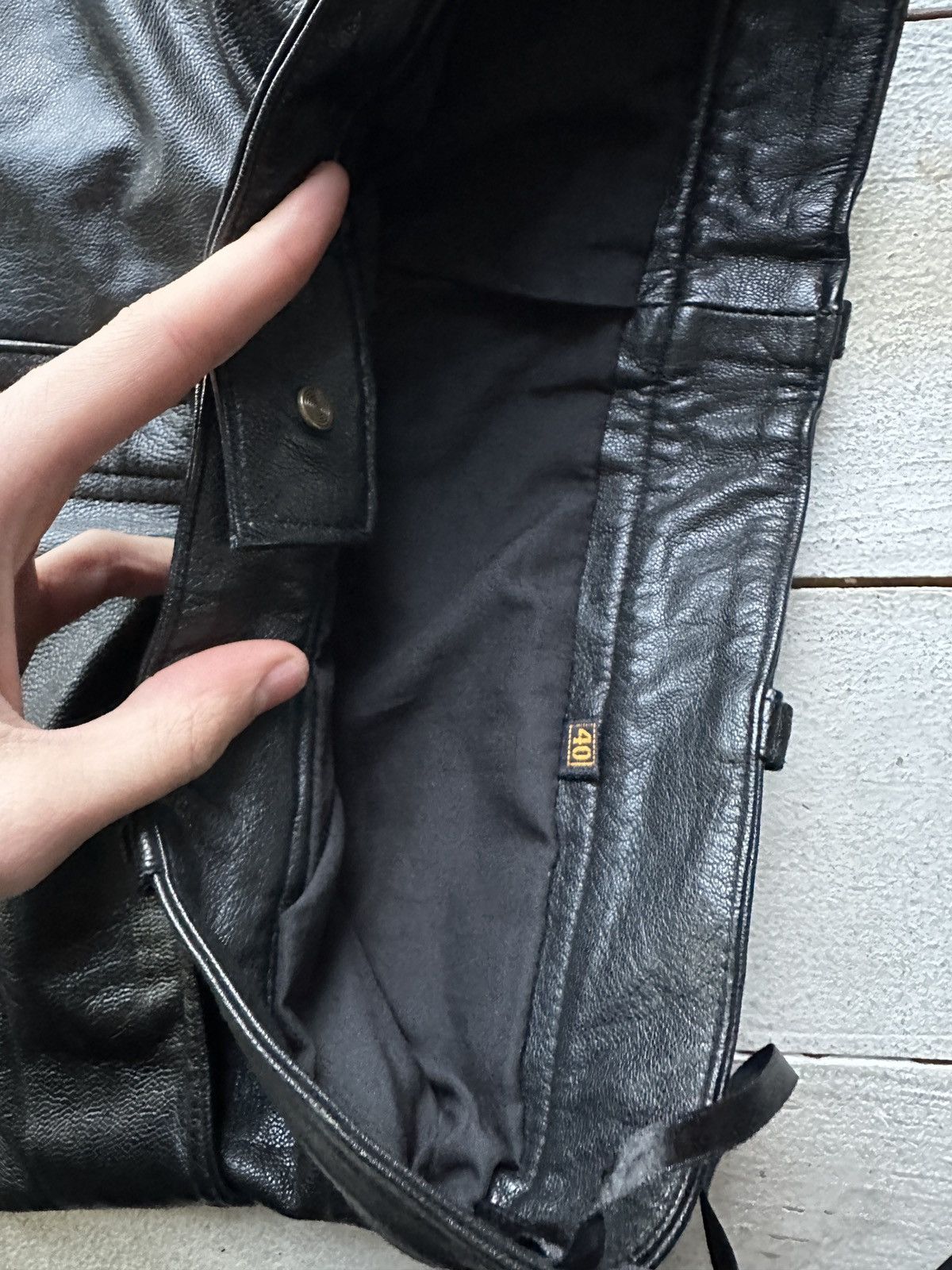 Leather 🚨GRAIL LEATHER PANTS RACING VNTG Cowboy Biker Leather Pants Size US 30 / EU 46 - 7 Thumbnail