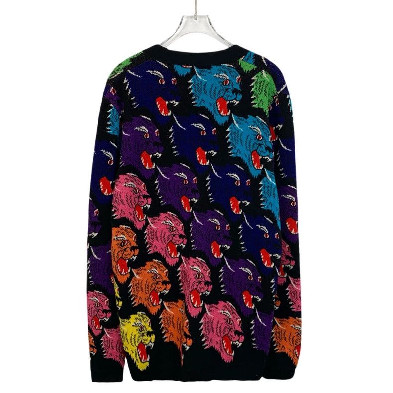 Gucci Gucci Multi-color pattern printed wool V-neck long-sleeved Size US L / EU 52-54 / 3 - 2 Thumbnail