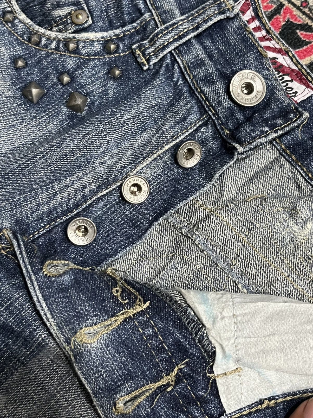 Who Decides War Warren Webber Studded Pocket Antelope Patches Blue Jeans Size US 28 / EU 44 - 5 Thumbnail