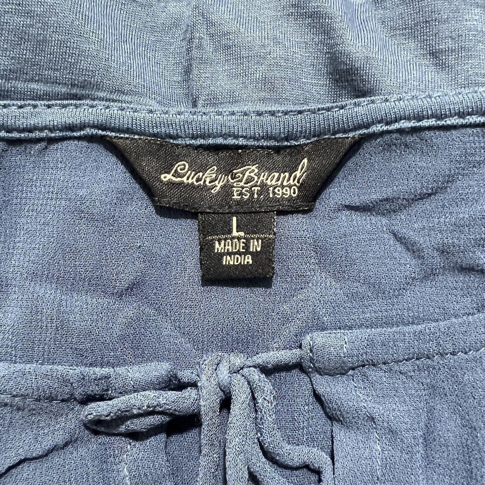 Lucky Brand Lucky Brand Large 3/4 Sleeve Crewneck Striped Navy Top Size M / US 6-8 / IT 42-44 - 3 Thumbnail