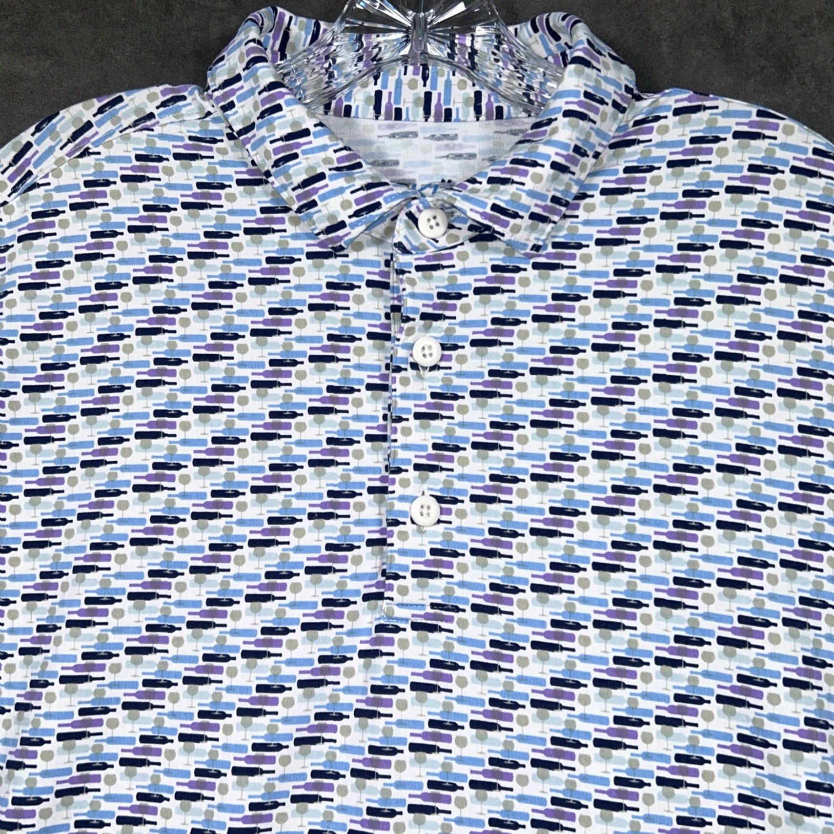 Vintage IBKUL Golf Polo Shirt Mens L White Long Sleeve UPF 50 Quick Dry Breathable Graphic Print Size US L / EU 52-54 / 3 - 2 Thumbnail