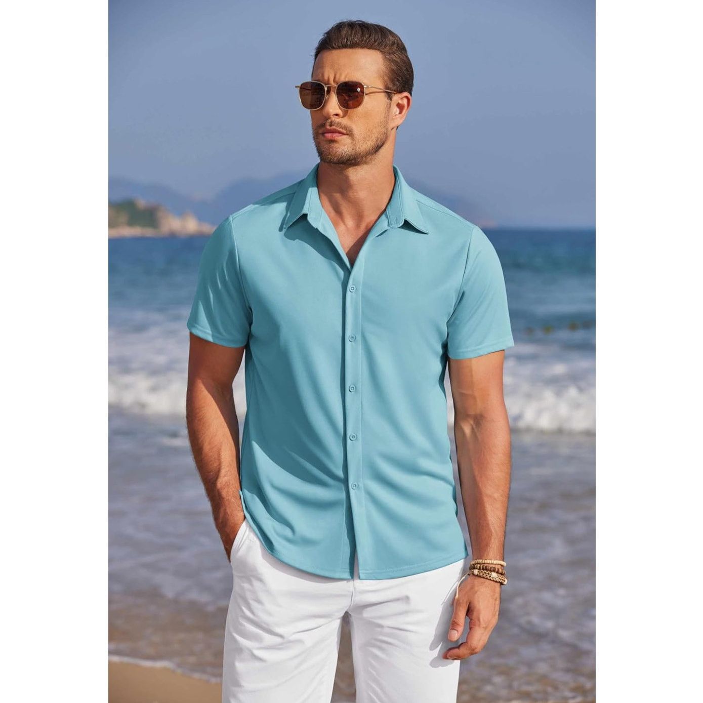 The Unbranded Brand Size Large Men's Wrinkle Free Button Down Shirts ShortSleeve Size US L / EU 52-54 / 3 - 1 Thumbnail