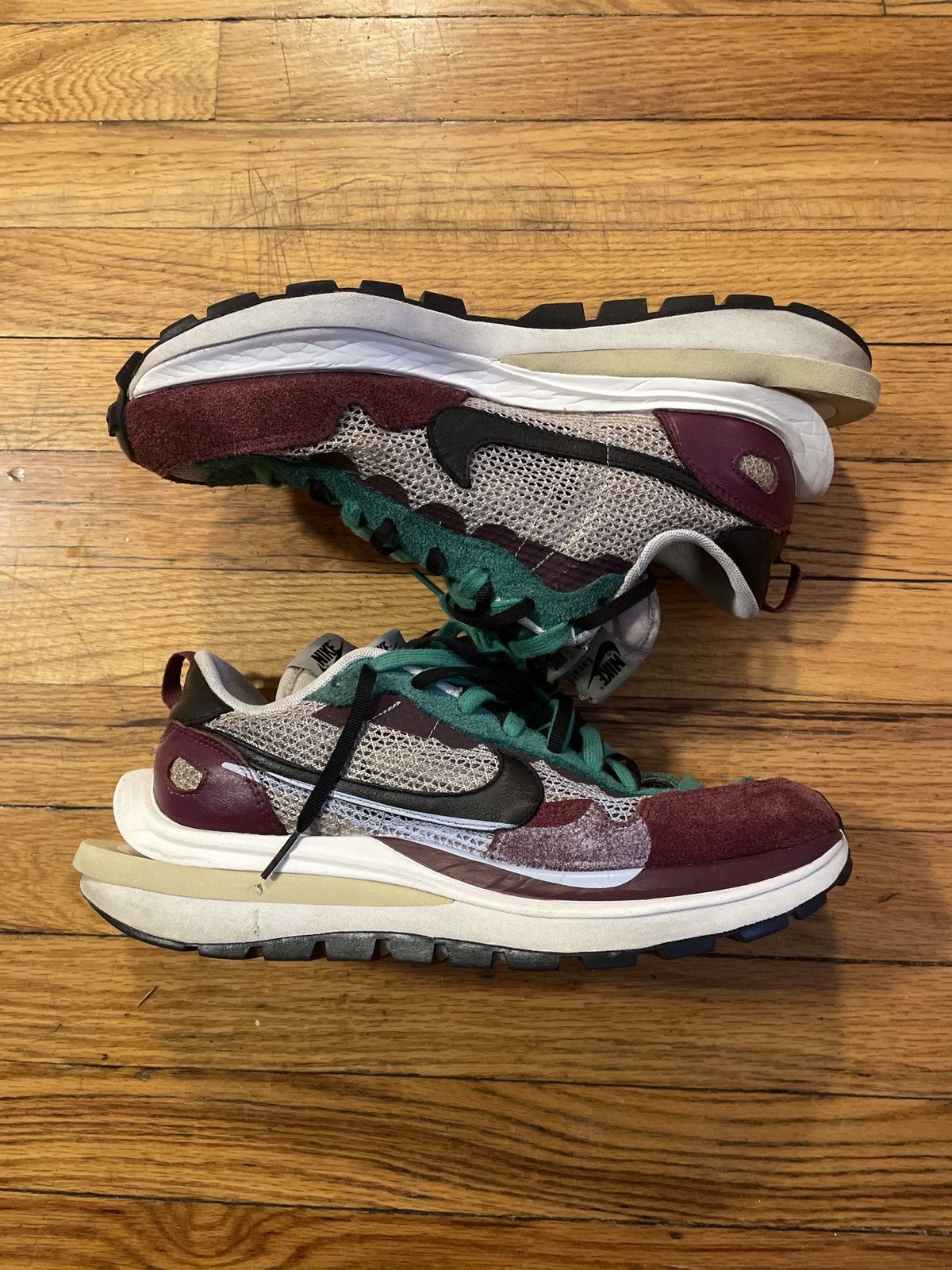 image of Nike Vaporwaffle X Sacai Shoes in Bordeaux, Men's (Size 9.5)