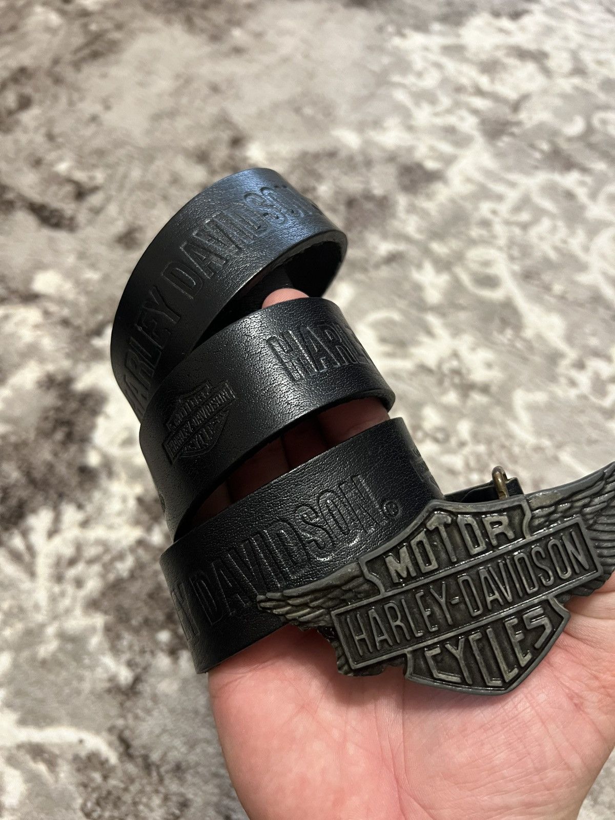 Vintage Harley Davidson🔥Vintage Monogram Leather Belt Size 34 - 6 Thumbnail