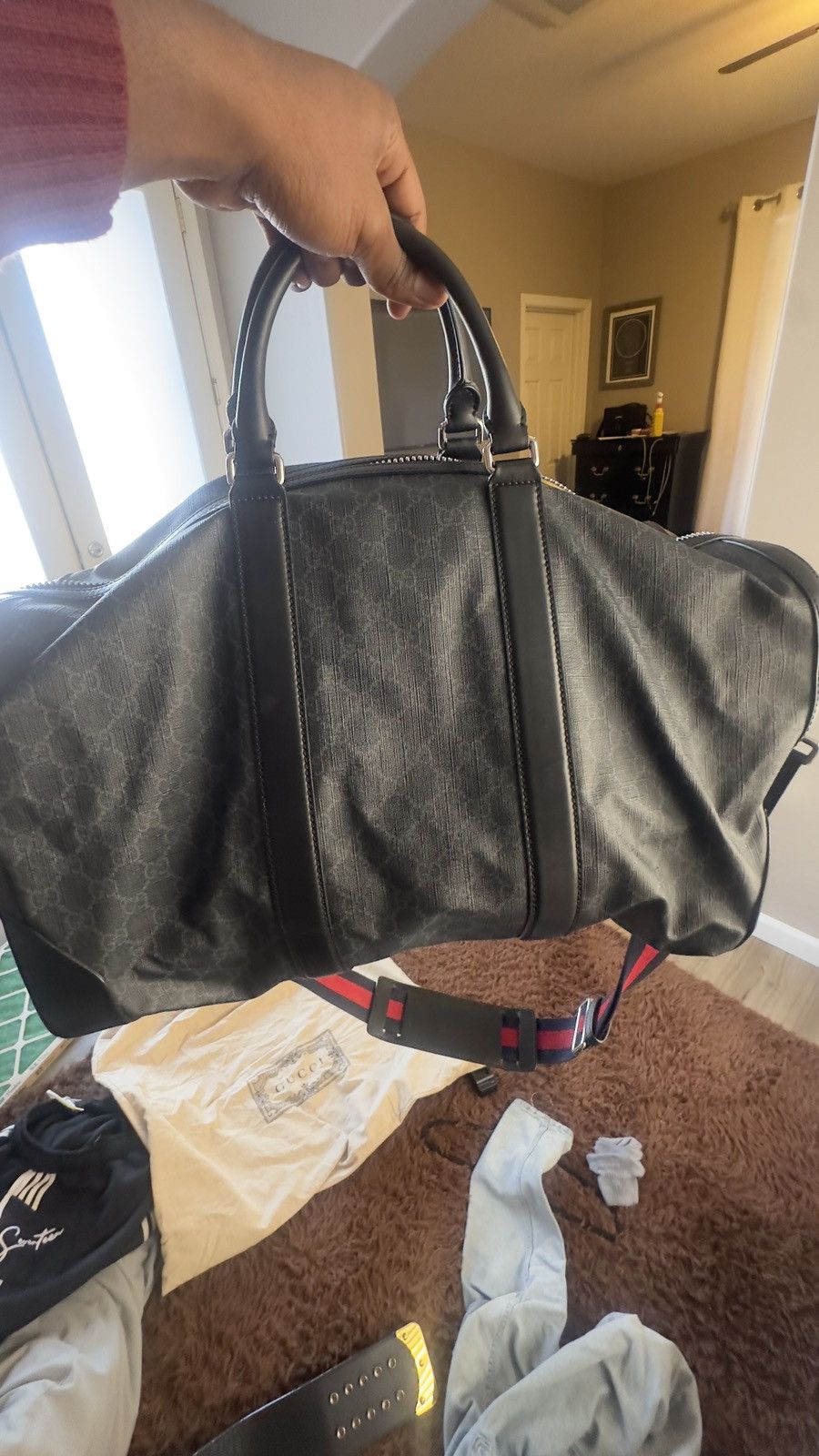 GG Supreme Black Carry On Duffle Bag