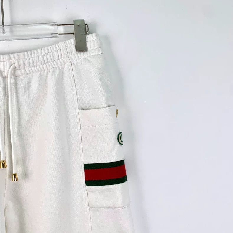 Gucci Gucci SizeXS White logo embroidered cotton drawstring leg c Size US 27 - 3 Thumbnail