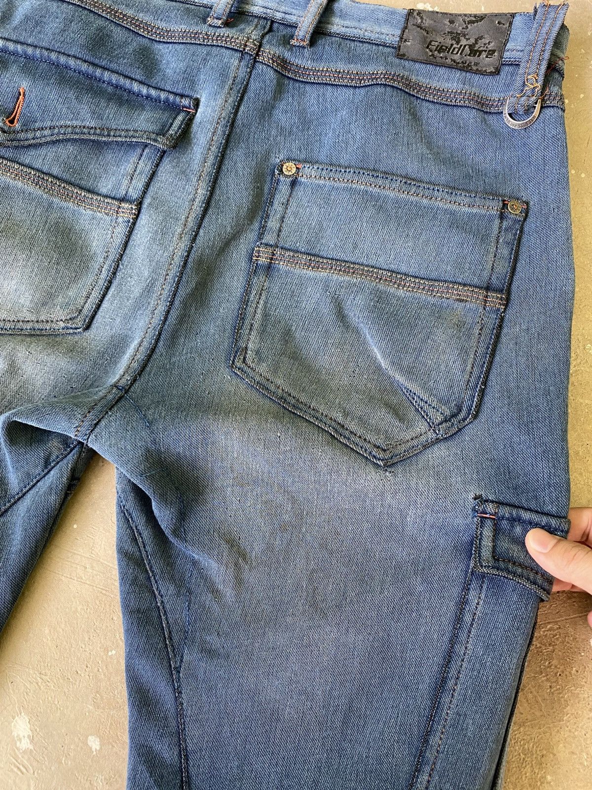 Japanese Brand FieldCore Multi Pocket 3D Cargo Denim Jeans Size US 33 - 11 Thumbnail