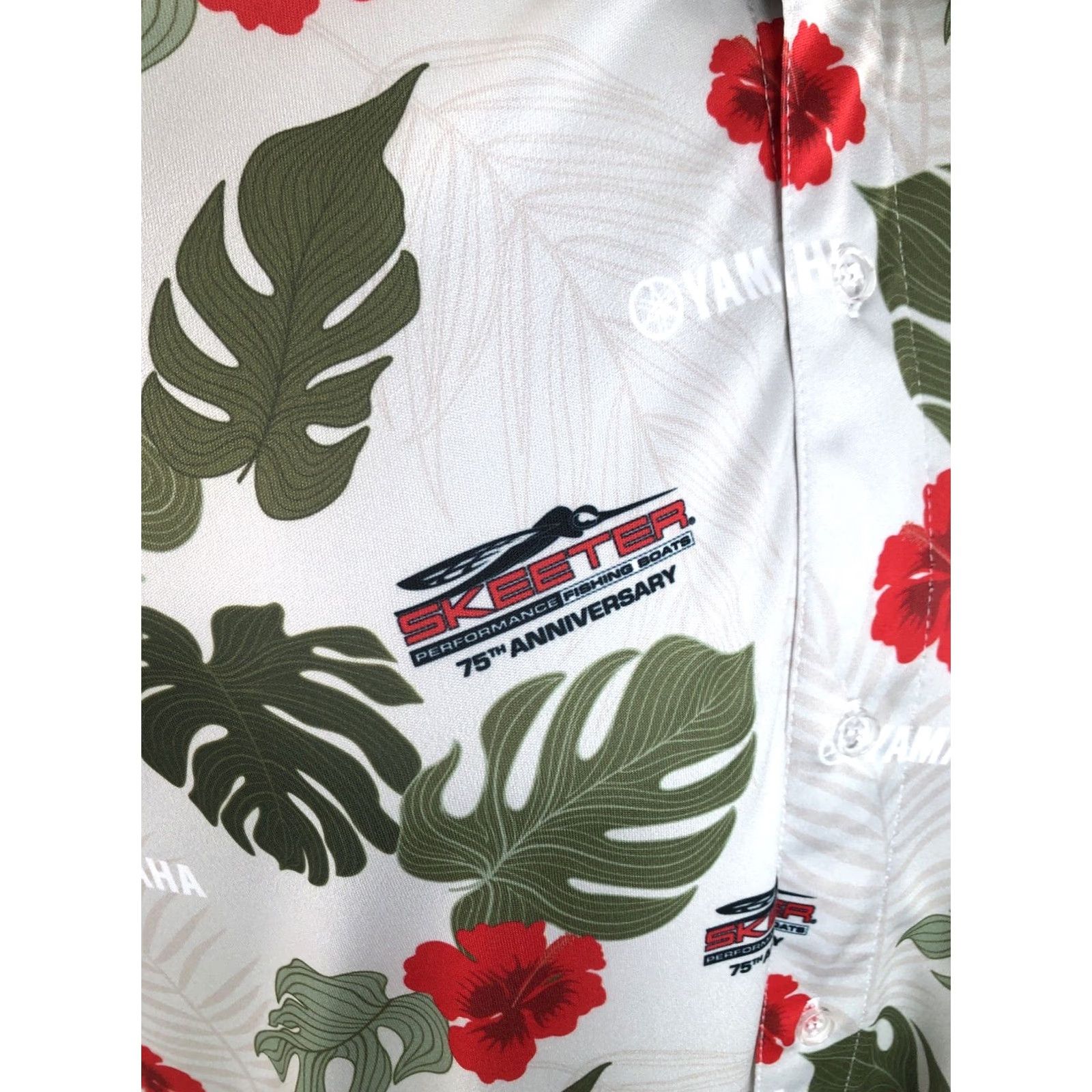 Yamaha SKEETER / YAMAHA Floral Hawaiian Aloha 75th Anniversary Lg Shirt EXCELLENT Shirt Mens L Gray / Red Floral Hawaiian 75th Anniversary Mens Size US L / EU 52-54 / 3 - 3 Thumbnail