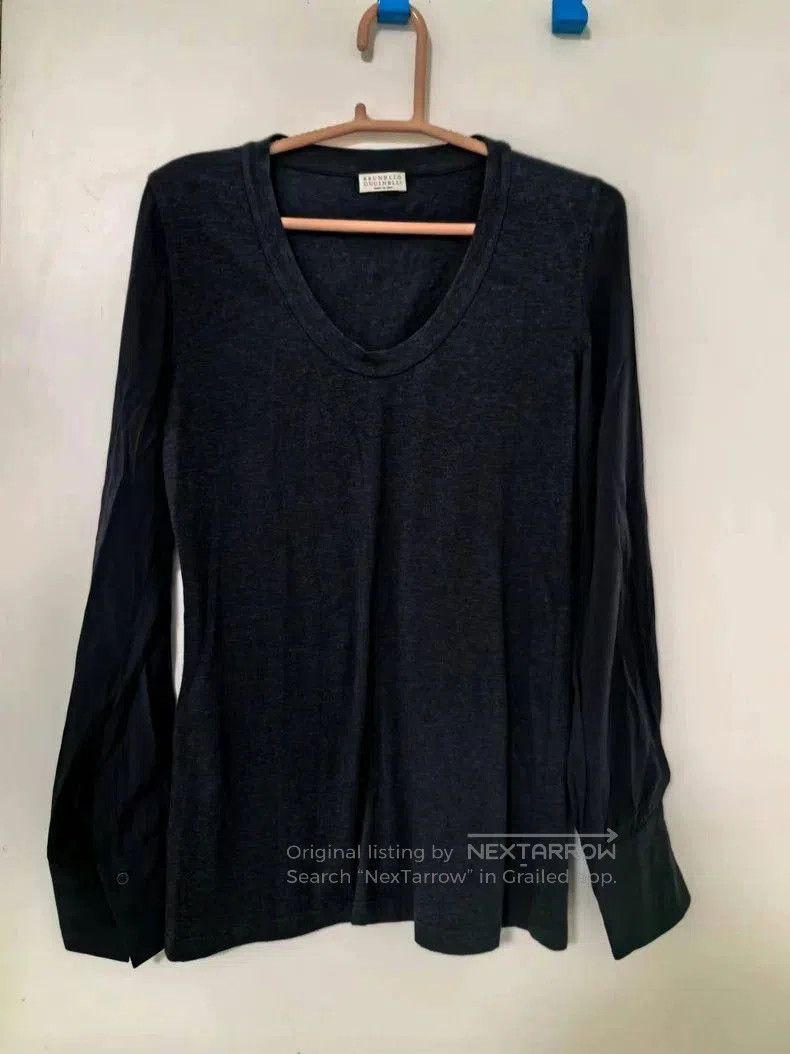 Brunello Cucinelli Brunello Cucinelli Gray Silk-Cotton Top. Size US S / EU 44-46 / 1 - 5 Thumbnail