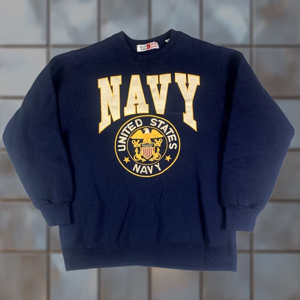 Vintage VINTAGE Bassett Walker Sweatshirt Mens XL Blue Navy Graphic Print USA 90s Pullover Crew Neck Regular Sweatshirt Size US XL / EU 56 / 4 - 1 Thumbnail