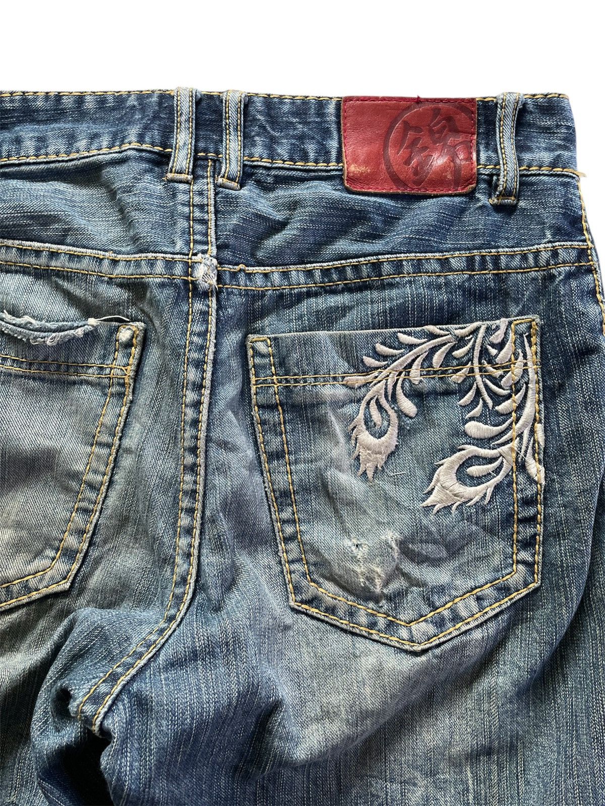 Japanese Brand 🇯🇵Sukajan Jeans Eagle Embroidered Denim Shorts Size US 32 / EU 48 - 4 Thumbnail