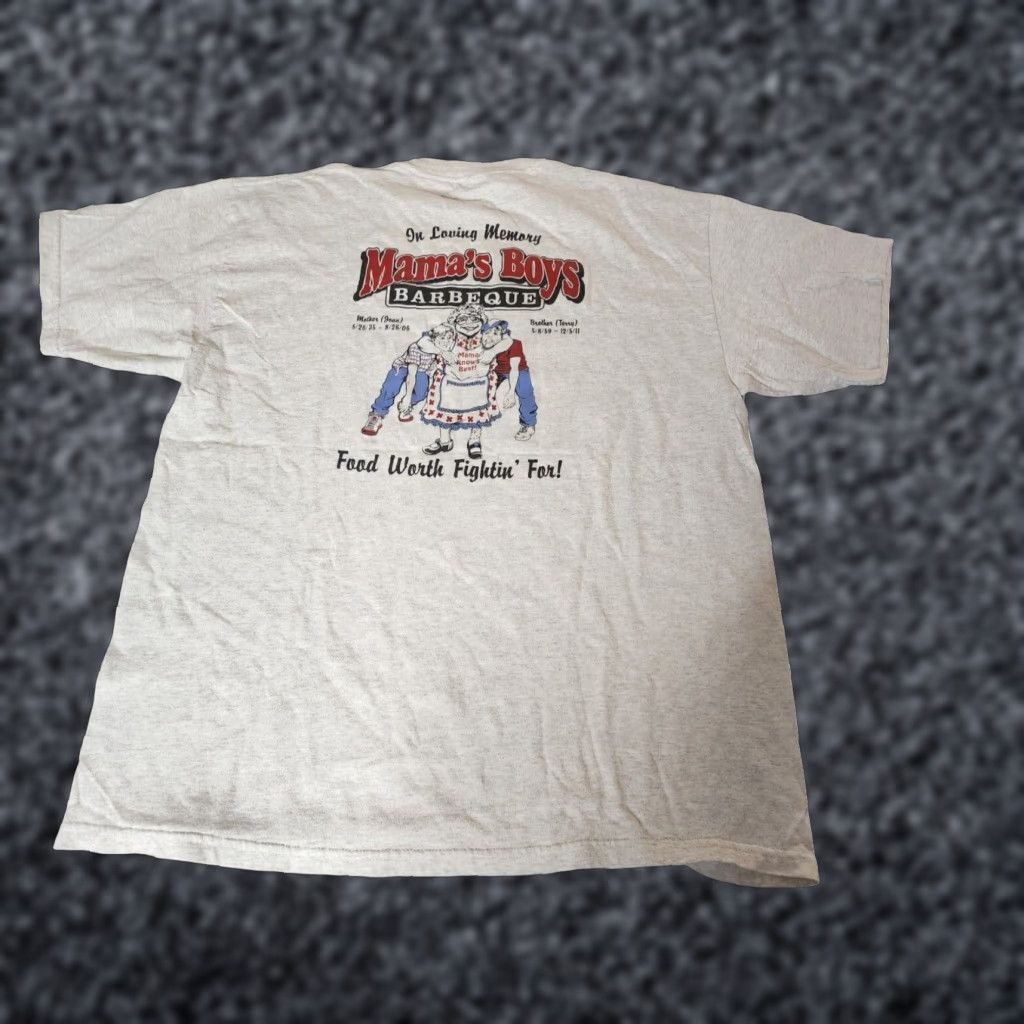 Gildan Gildan Mens XL Double Sided Graphic Print BBQ T Shirt Gray Distressed Short Sleeve Size US XL / EU 56 / 4 - 1 Thumbnail
