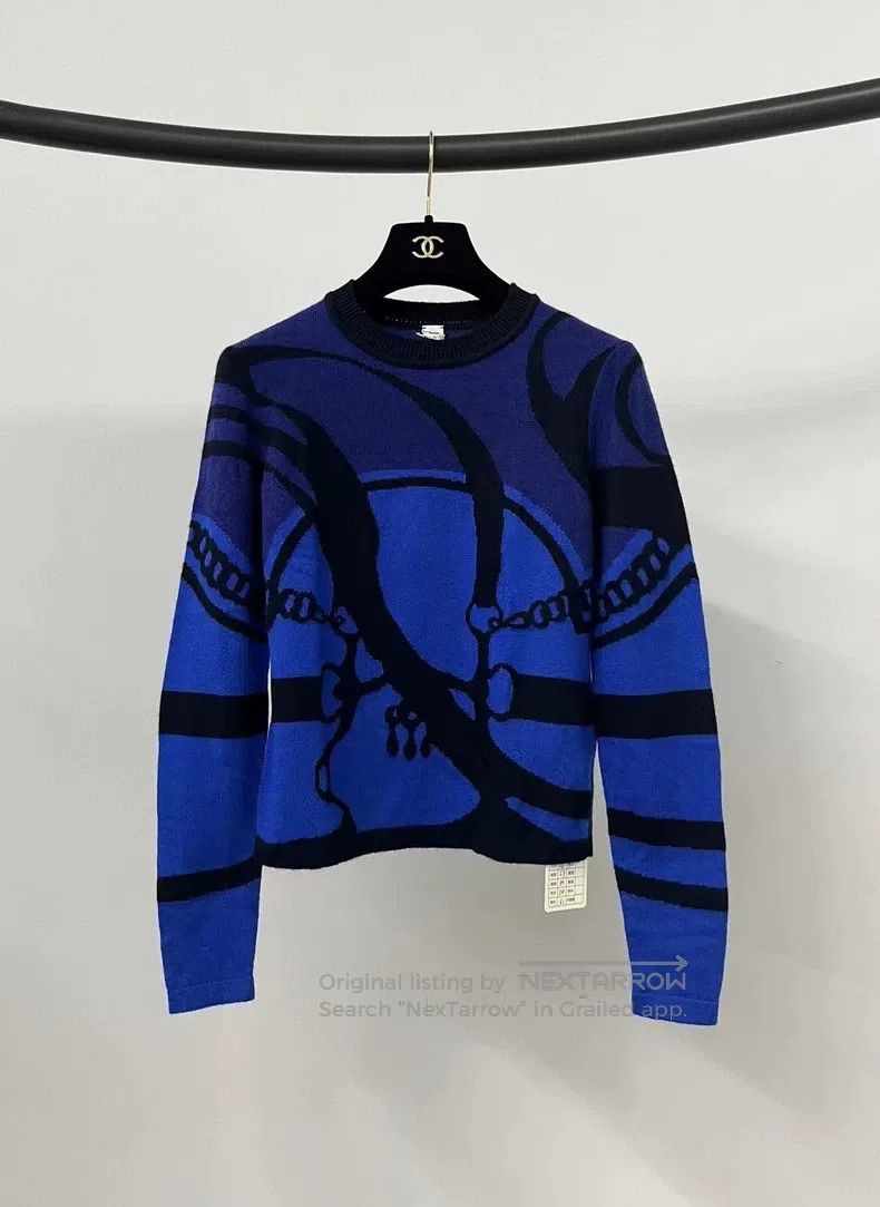 Hermes Hermes Blue and Black Mixed Cashmere Knit Sweater Size XS / US 0-2 / IT 36-38 - 1 Thumbnail
