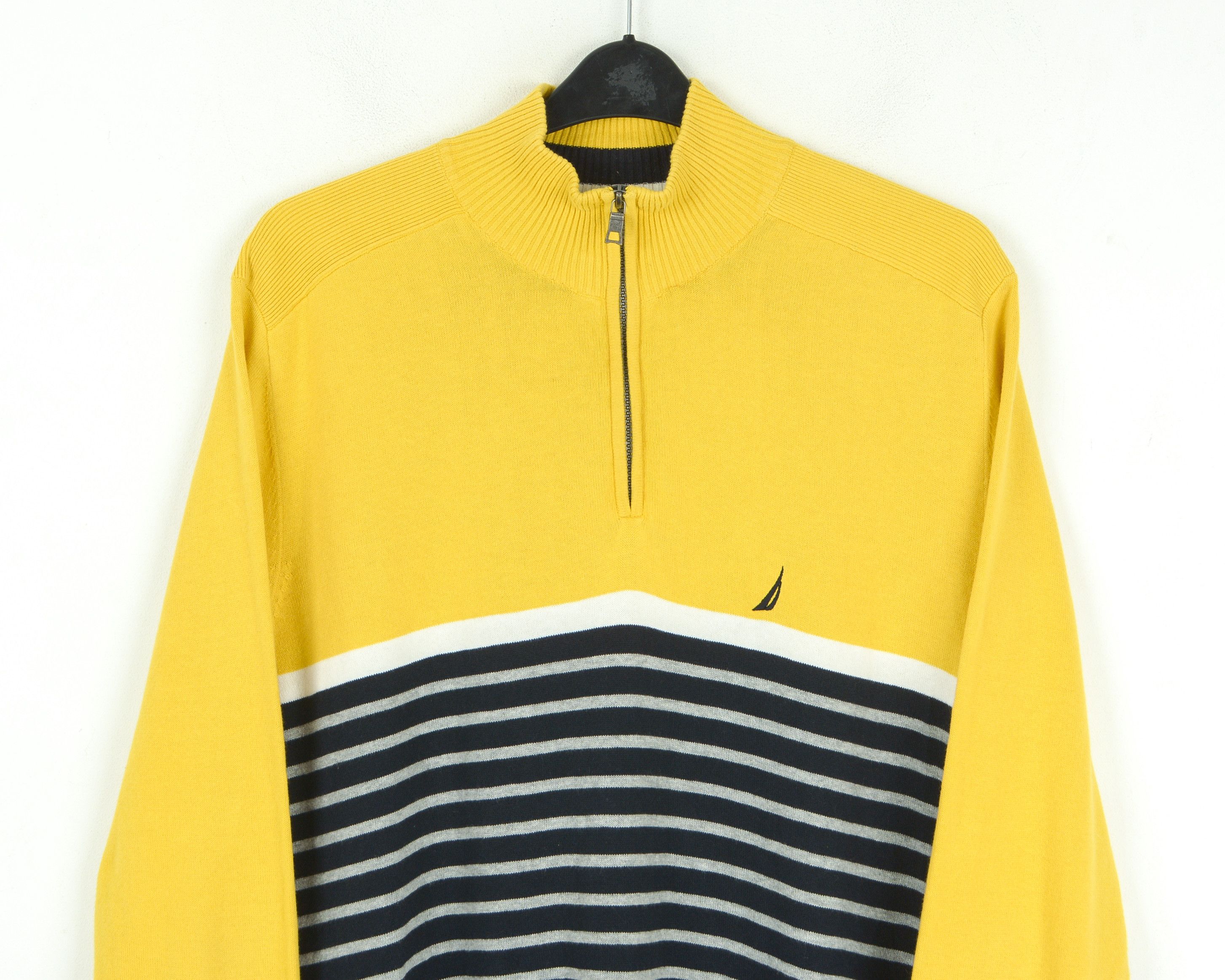 Nautica Quarter Men's Zip Neck Sweater XL Pullover Striped Jumper Size US XL / EU 56 / 4 - 2 Thumbnail