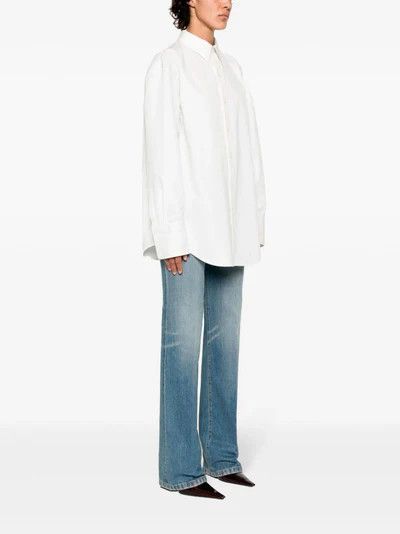 Saint Laurent Paris oc11z0126 789413 Oversized Shirt in Poplin in White Size S / US 4 / IT 40 - 4 Thumbnail