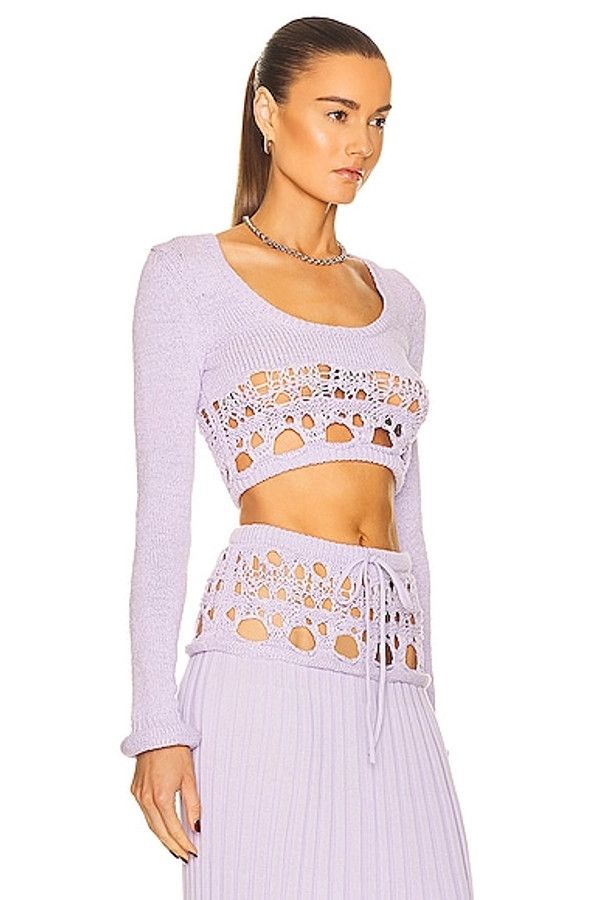 Christopher Esber Crochet Long Sleeve Crop Top Size XXS / US 00 / IT 34 - 4 Thumbnail