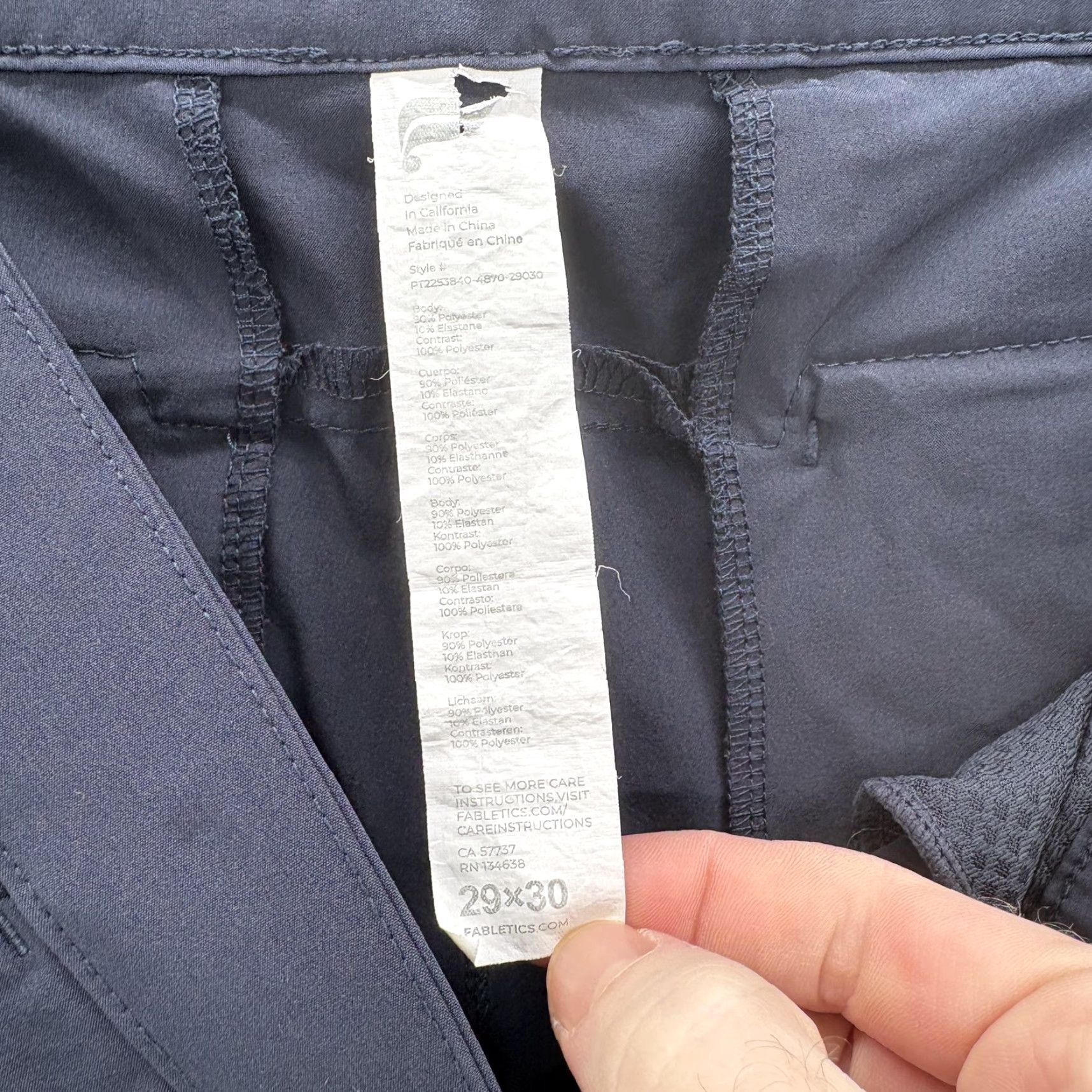 Fabletics Fabletics The Only Pant Mens 29x28 Blue Athletic Golf Chino Stretch Performance Tapered Leg Size US 29 - 4 Thumbnail