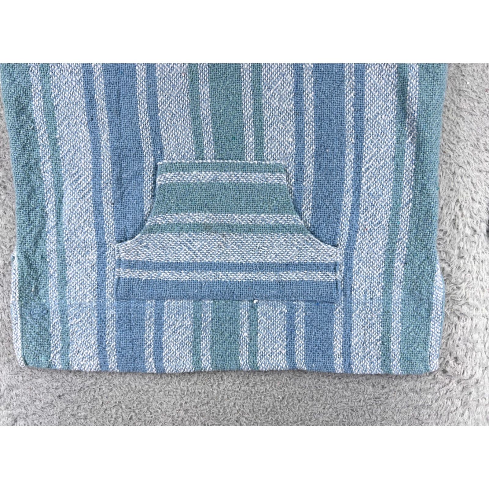 Vintage Baja Hoodie Adult Large Blue Stripe Acrylic Knit Pullover Hooded Sweatshirt Mex Drug Rug Size US L / EU 52-54 / 3 - 5 Thumbnail