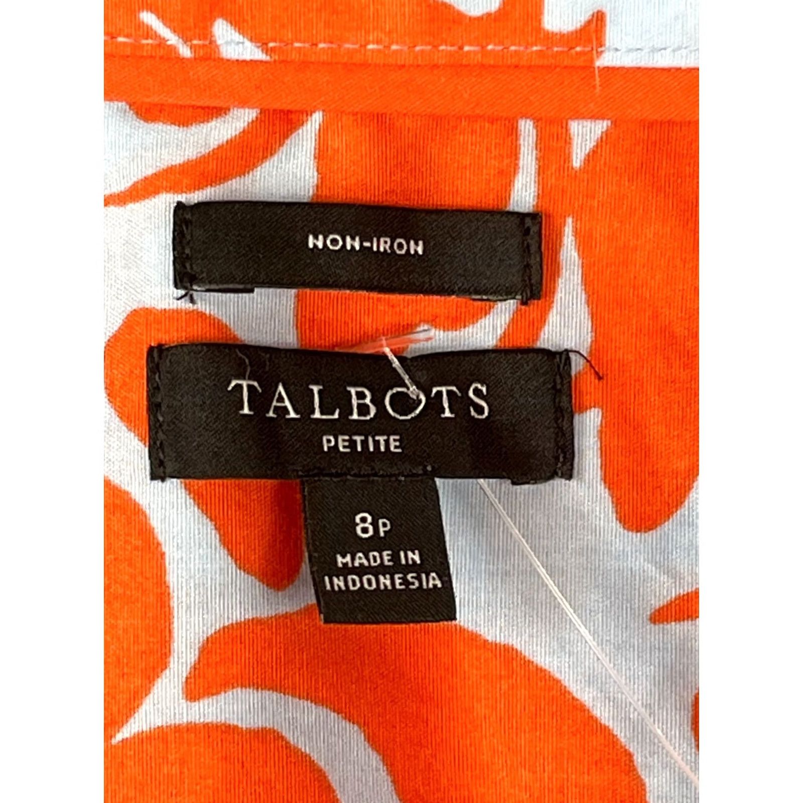 Talbots Talbots Blouse Womens 8P Orange Floral Sleeveless Button Front Non Iron Shirt Petite Size Type Blouse Womens Girls? Size M / US 6-8 / IT 42-44 - 7 Thumbnail