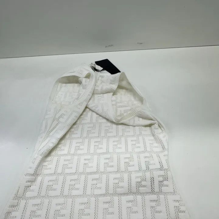 Fendi Fendi White Sleeveless Knit Dress with Logo -2507 Size S / US 4 / IT 40 - 6 Thumbnail