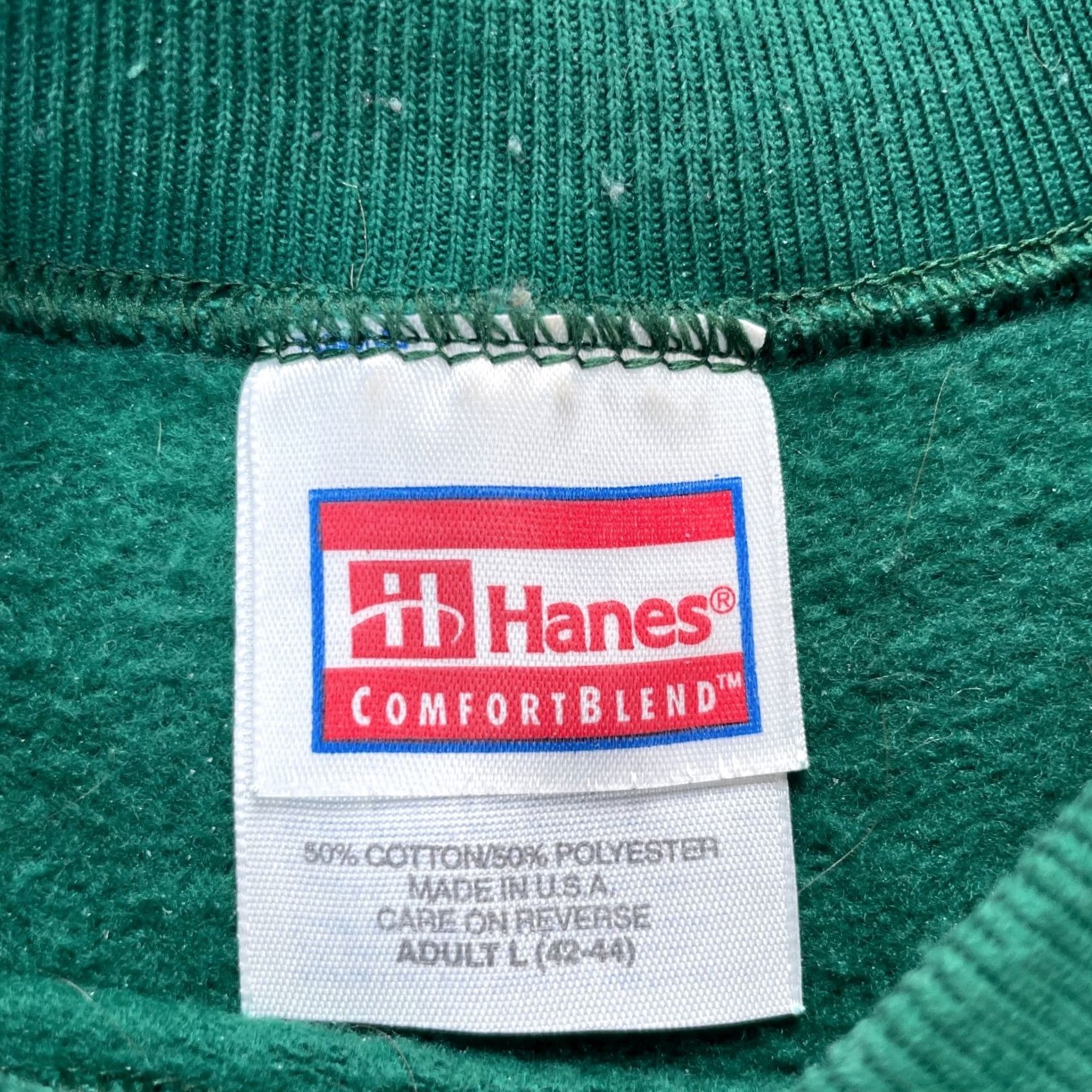 Hanes VINTAGE Hanes Sweatshirt Mens Large Green Christmas 80s 90s Logo Embroidered Graphic Print Crew Neck Pullover Fleece Coat Style Shirt Size US L / EU 52-54 / 3 - 3 Thumbnail