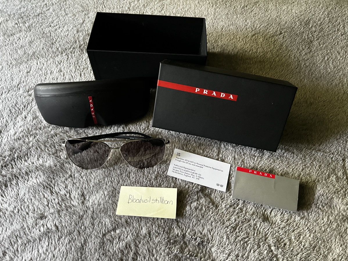 image of Prada Linea Rossa Sps 52W Black Silver Aviators, Men's