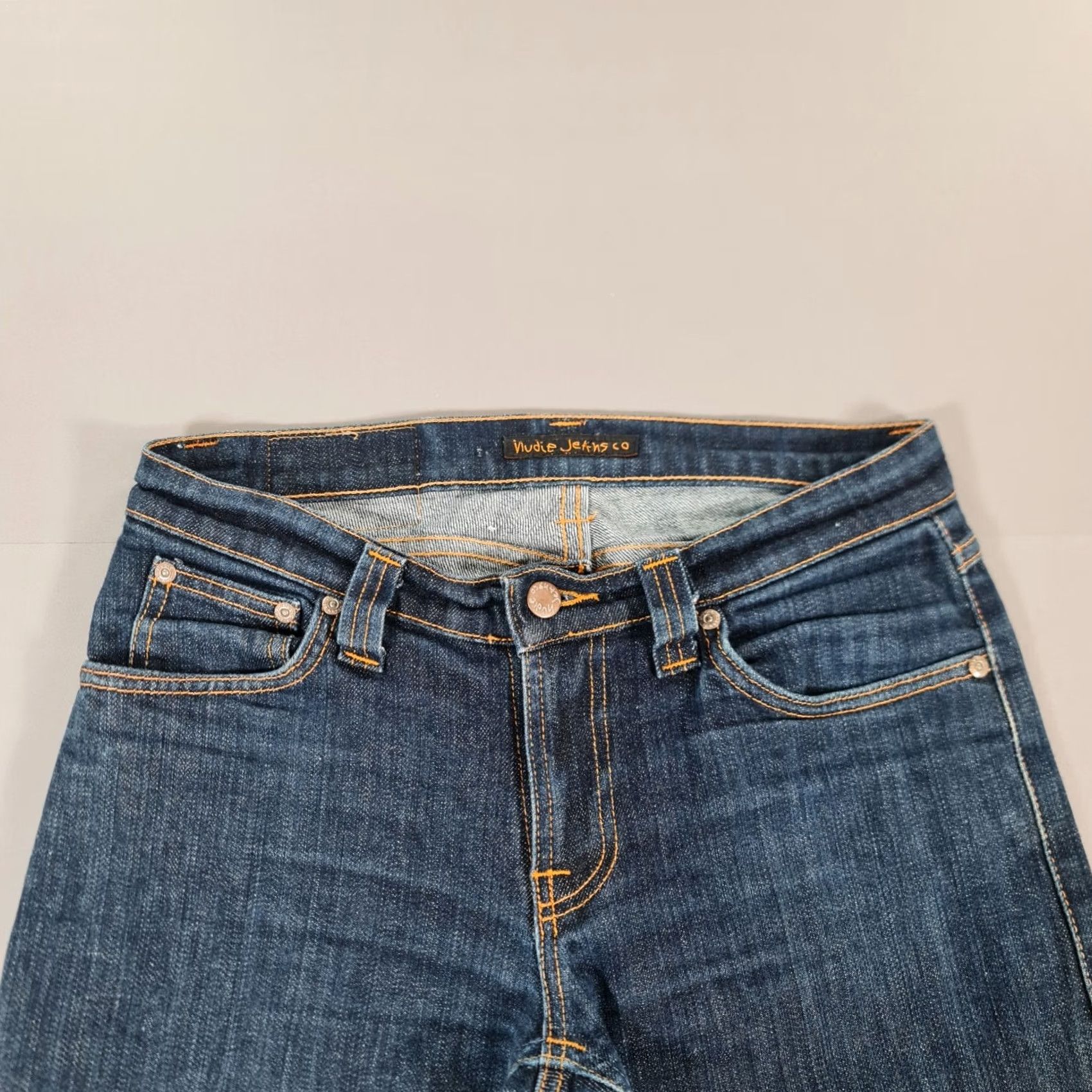 Denime Nudie Womens Jeans Blue W29 L33 Super Slim Fit Stretch Denim Low Rise Jeans Womens Slim Blue 90s? Size 29" - 2 Thumbnail