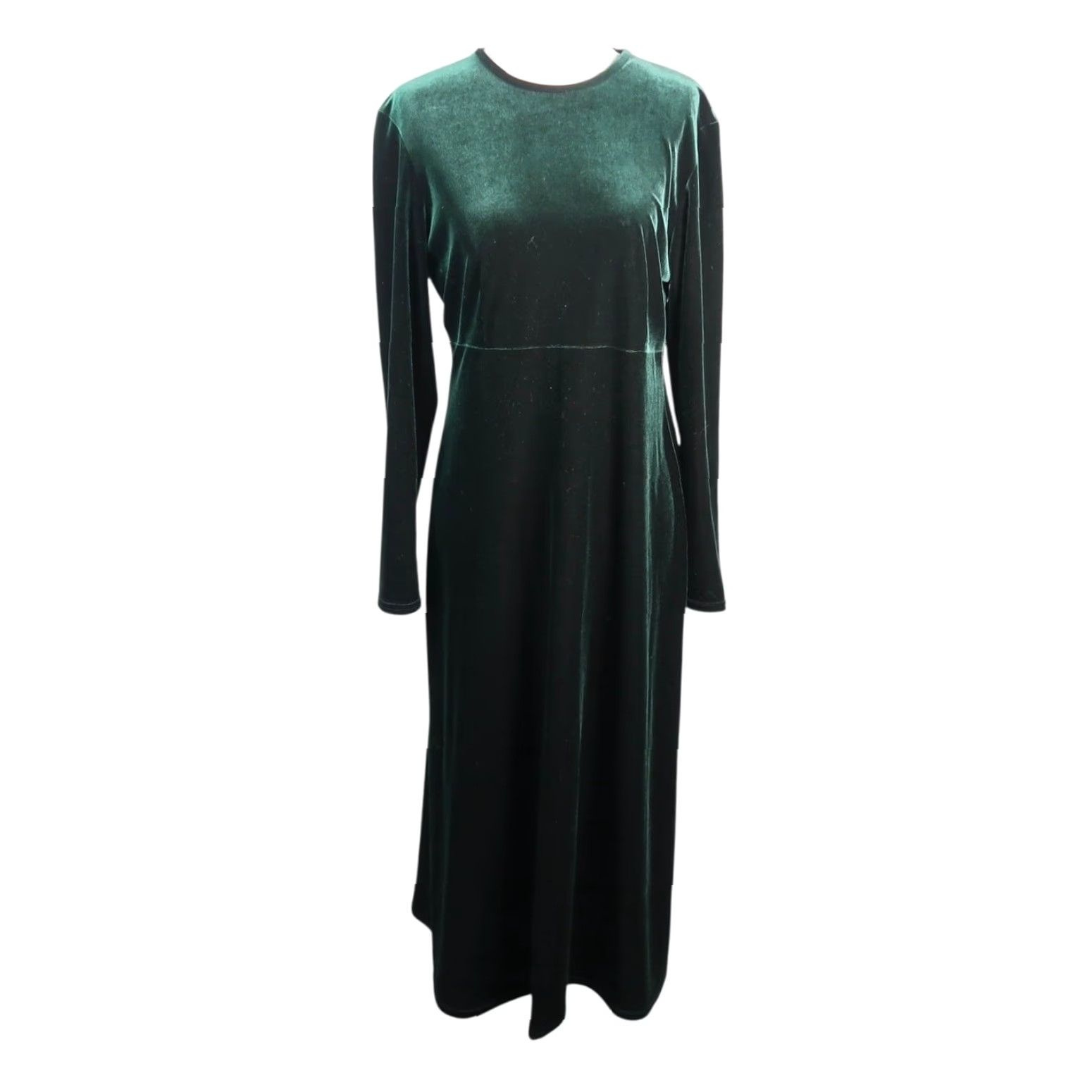 VINTAGE 90s K.C. Spencer Dark Green Velvet Midi Dress Long Sleeve M Women  Party/Cocktail, A-Line, Zip - crrs.pl