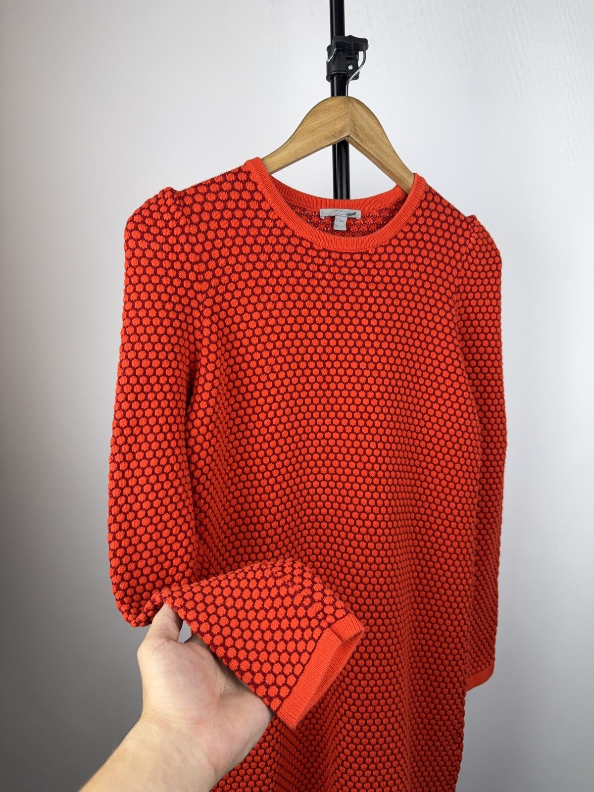 Cos COS Geometric Knit Dress Red Black Honeycomb Pattern Size XS / US 0-2 / IT 36-38 - 4 Thumbnail