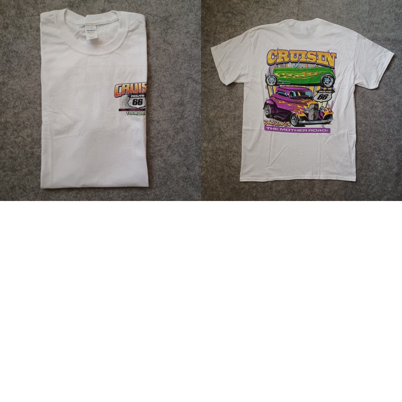 Gildan Cruisin Route 66 The Motherload Tour T Shirt Mens Large White Logo Short Sleeve Size US L / EU 52-54 / 3 - 9 Thumbnail