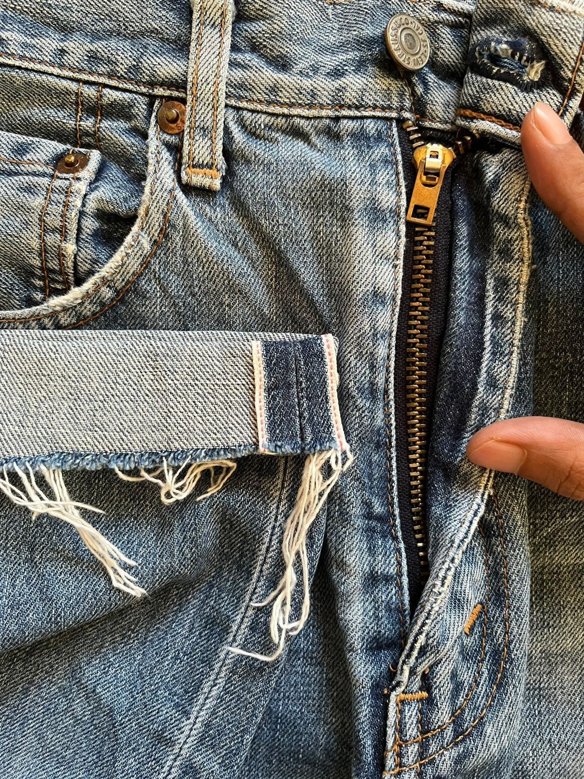 Levi's Vintage 80s Levis 502 Big E Selvedge Baggy Jeans Size US 31 - 4 Thumbnail