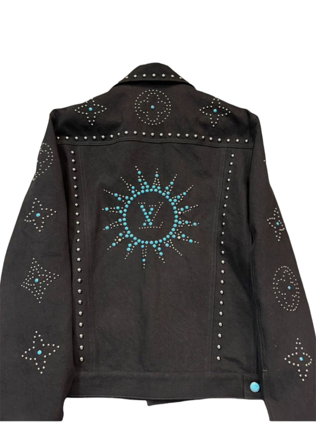 Louis Vuitton Louis Vuitton 52 Turquoise Studded Denim Jacket Black Size US L / EU 52-54 / 3 - 3 Thumbnail