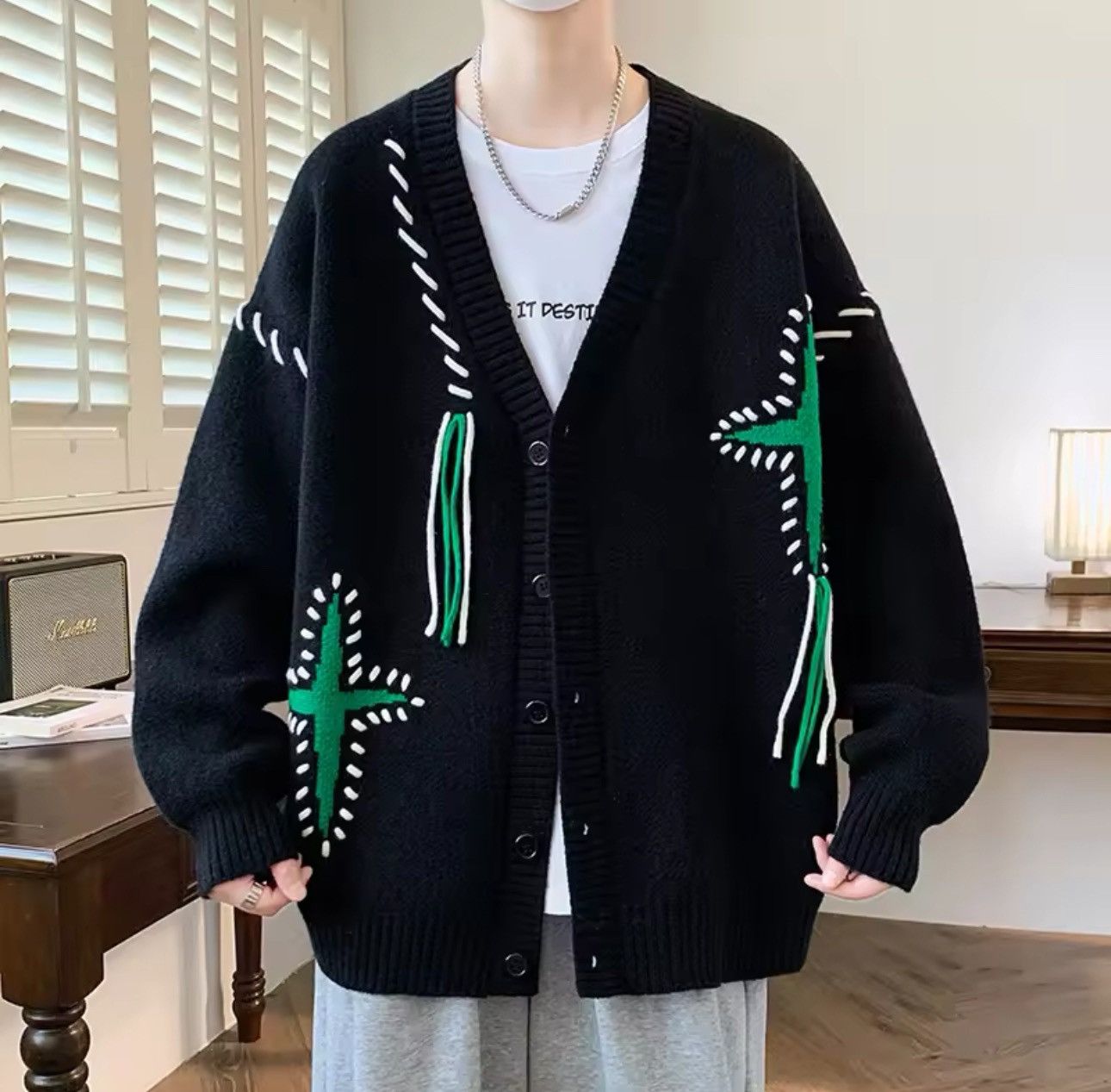 Japanese Brand Black Star Cardigan Knitwear Pullover Size US L / EU 52-54 / 3 - 1 Thumbnail