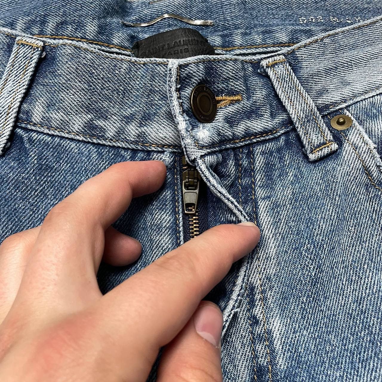 Saint Laurent Paris Saint Laurent D02 Washed Blue Distressed Jeans Skinny Fit Size US 30 / EU 46 - 6 Thumbnail