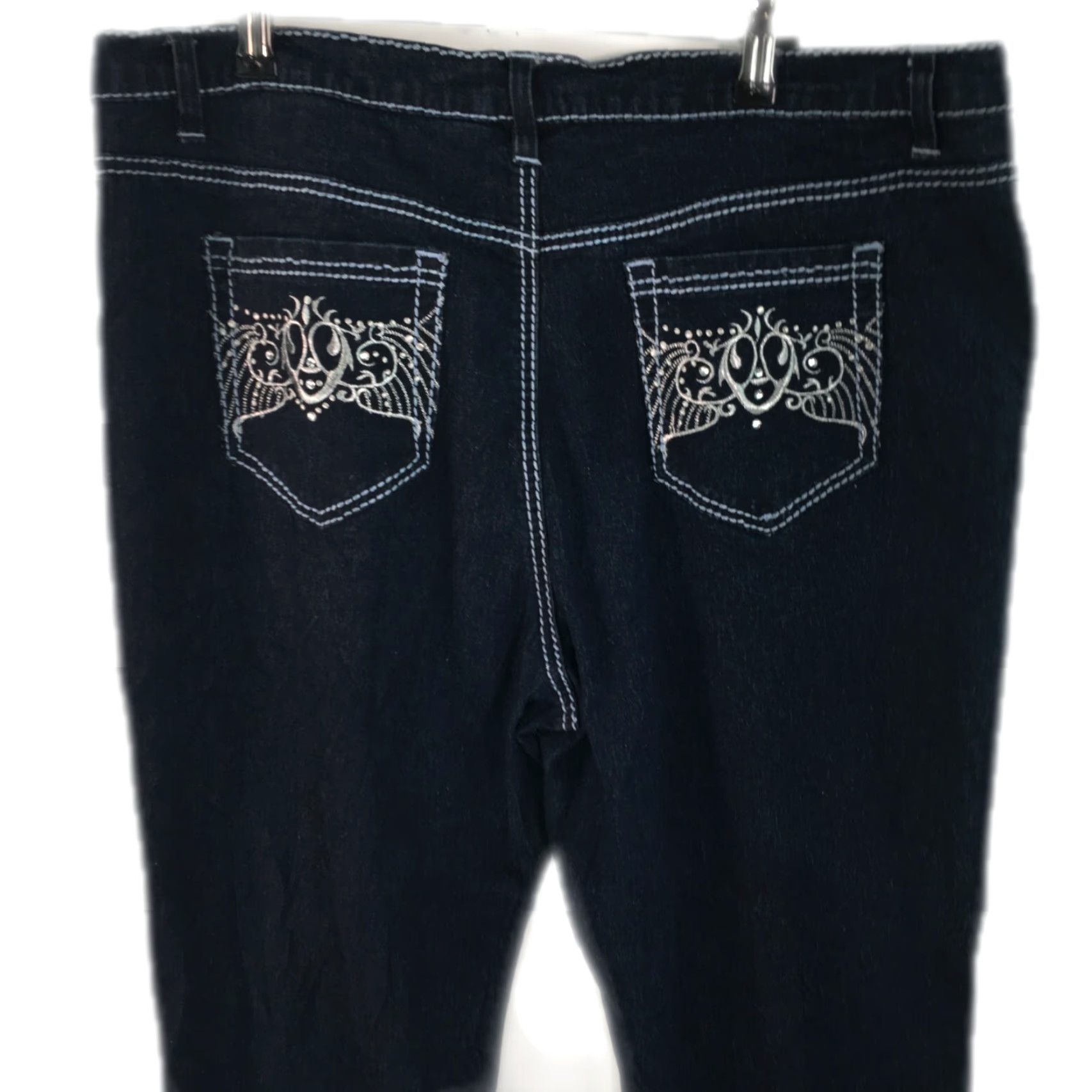 Denime Diane Gilman Wide Leg Jeans Womens Size 16 Blue High Rise Comfort Stretch 40X32 Size 38" / US 16 / IT 52 - 4 Thumbnail