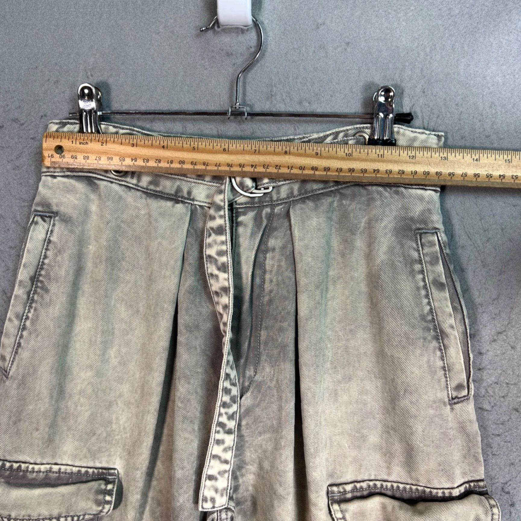 Vintage Fabrique Cargo Pants Womens XS Grey High-Waisted Lightweight Lyocell Wide-Leg Pant Size 26" / US 2 / IT 38 - 6 Thumbnail