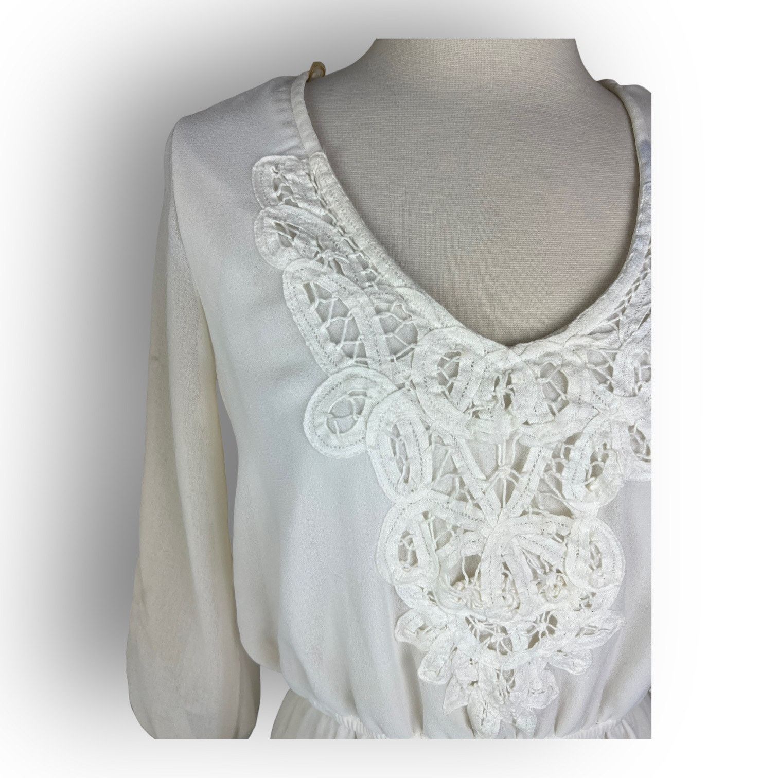 Macys Want & Need Mini Embroidered Boho Dress | Small Sheer Lined Size S / US 4 / IT 40 - 4 Thumbnail