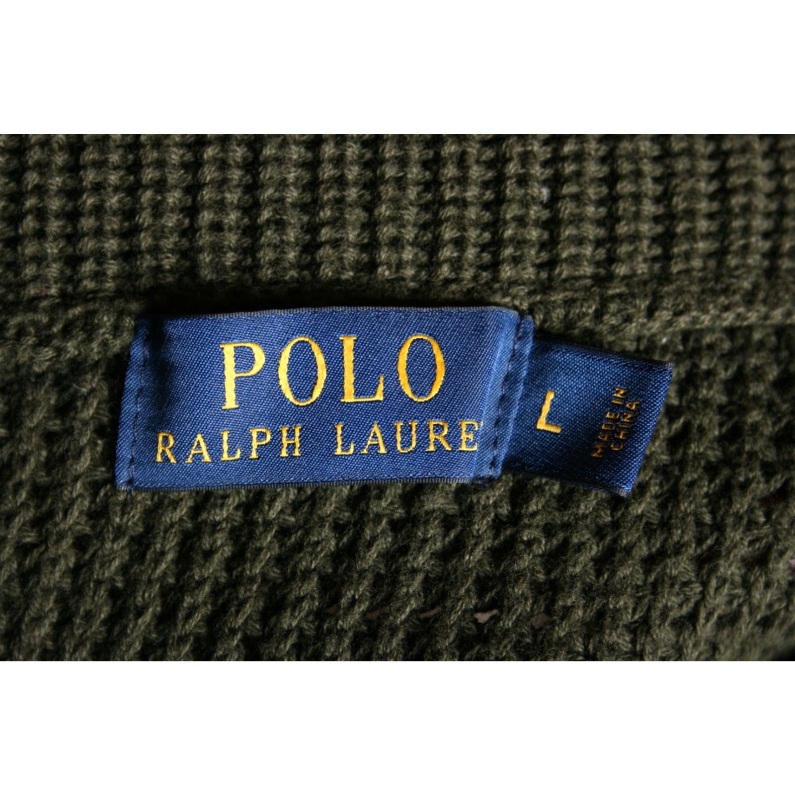 Polo Ralph Lauren VINTAGE Polo Ralph Lauren Green Rib Knit Rugby Military Shawl Collar Sweater Men's Sz. L Size US L / EU 52-54 / 3 - 7 Thumbnail