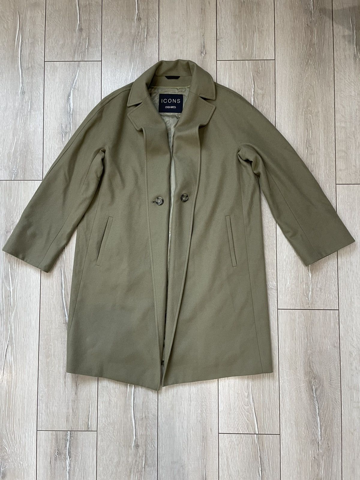 Cinzia Rocca Vintage ICONS Cinzia Rocca Virgin Wool Tan Button Coat Women Size L / US 10 / IT 46 - 1 Thumbnail