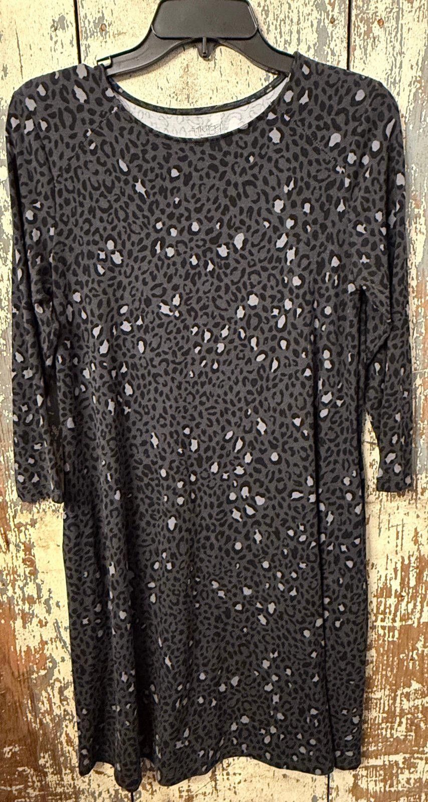 Designer Time and Tru animal print dress knee length small black gray Size S / US 4 / IT 40 - 1 Thumbnail