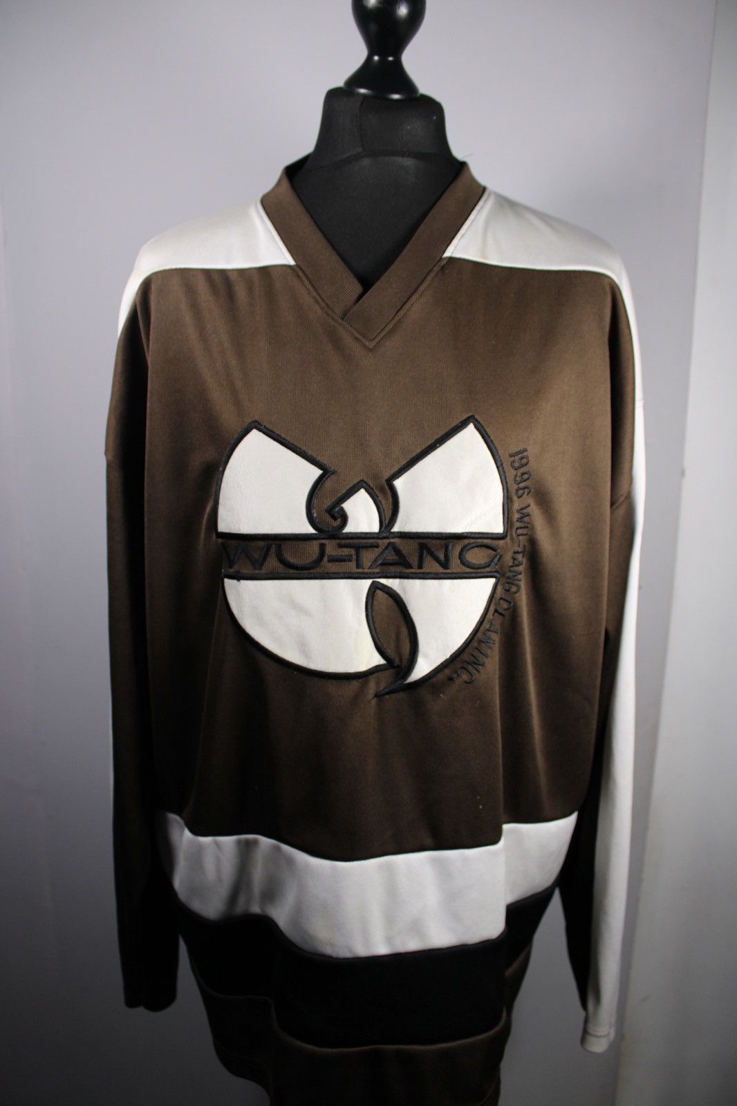 image of Wu Tang Clan Hockey Shirt In Brown And Cream, Men's (Size 2XL)