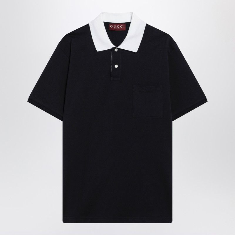 Gucci Gucci Blue Stretch Cotton Pique Polo Shirt Size US M / EU 48-50 / 2 - 1 Thumbnail