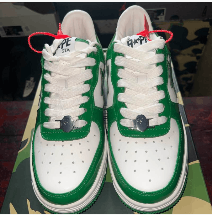 Bape A BATHING APE low-top men's white and green Size US 7 / EU 40 - 5 Thumbnail