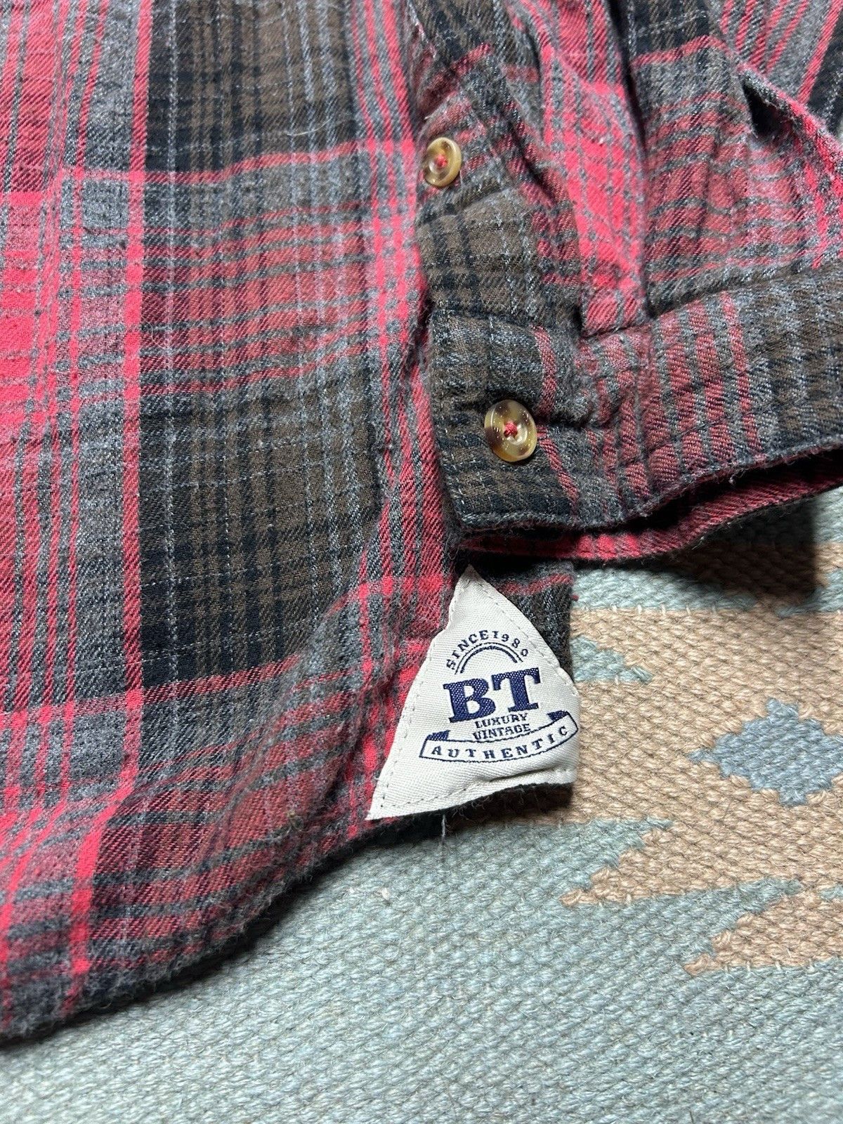 Vintage Boston traders flannel shirt shadow plaid brushed cotton L Size US L / EU 52-54 / 3 - 6 Thumbnail