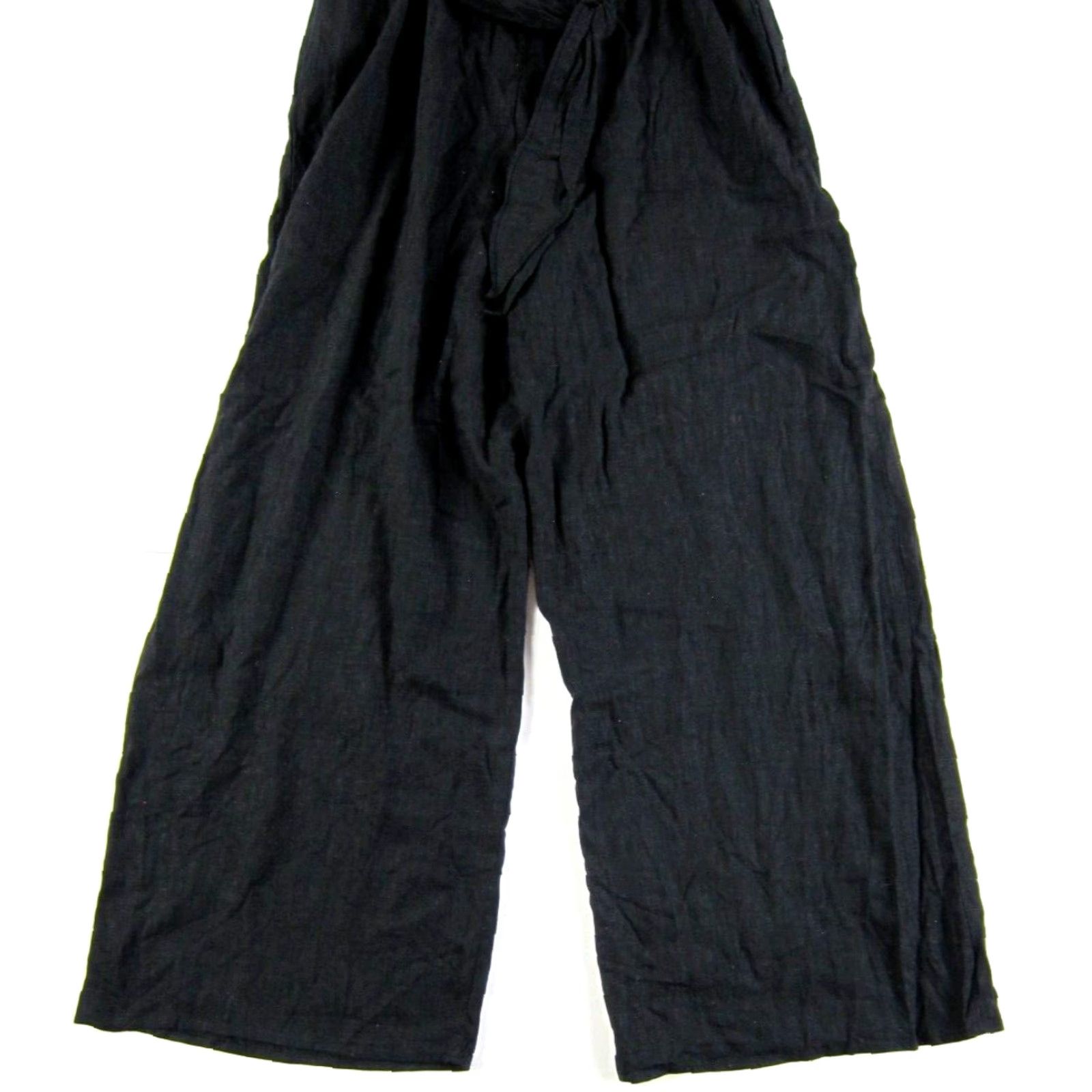 Vintage Francesca's Jumpsuit Romper Womens One-Piece Linen Black Pocket Wide Leg Sleeveless Square Neck Zipper L Medium NWT Size 36" / US 14 / IT 50 - 7 Thumbnail